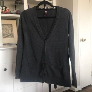 Simple charcoal gray staple cardigan M